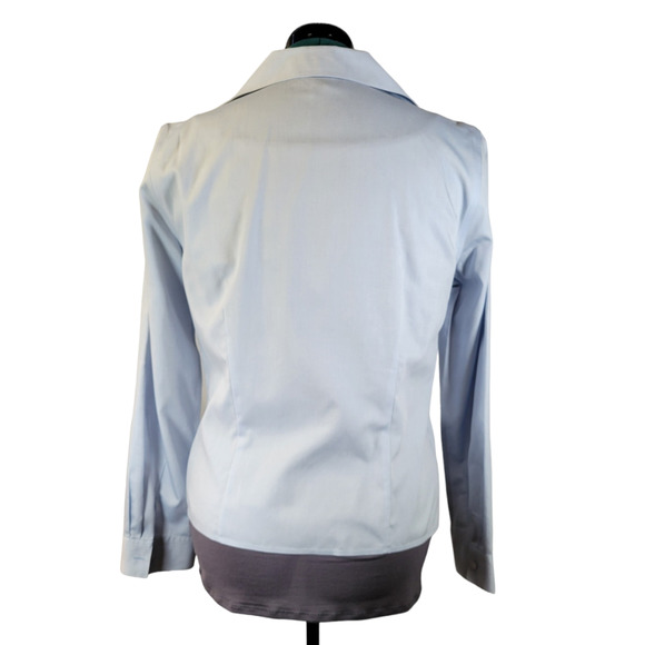 Jones Wear Essentials Quick Care Womens Blue Button Up Blouse Shirt Size 10 - Picture 3 of 10